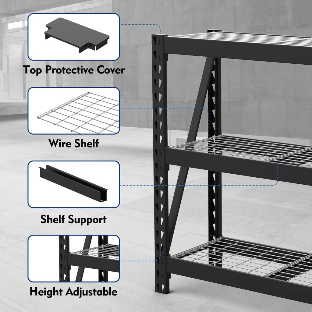 WORKPRO 5-Tier Metal Storage Shelving Unit, 36”W x 18”D x 72”H, Adjustable Storage Rack Heavy Duty Shelf with Particle Board, 4000 lbs Load Capacity (Total) for Garage Warehouse, Black/Silver