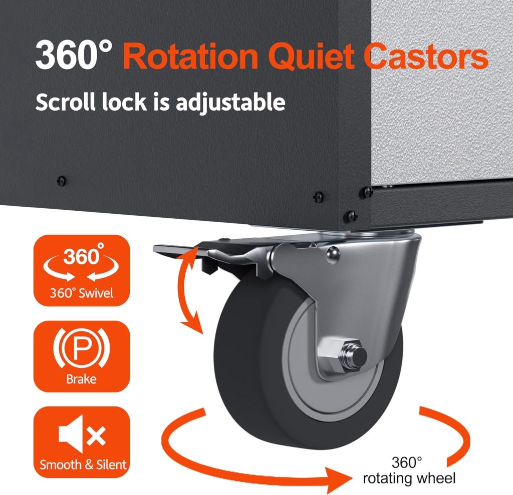 Aobabo Metal Garage Storage Cabinet,71 Lockable Metal Storage Cabinet with 2 Doors and 4 Adjustable Shelves,Black Steel Cabinet for Garage Office School Home Storage,Assembly Required