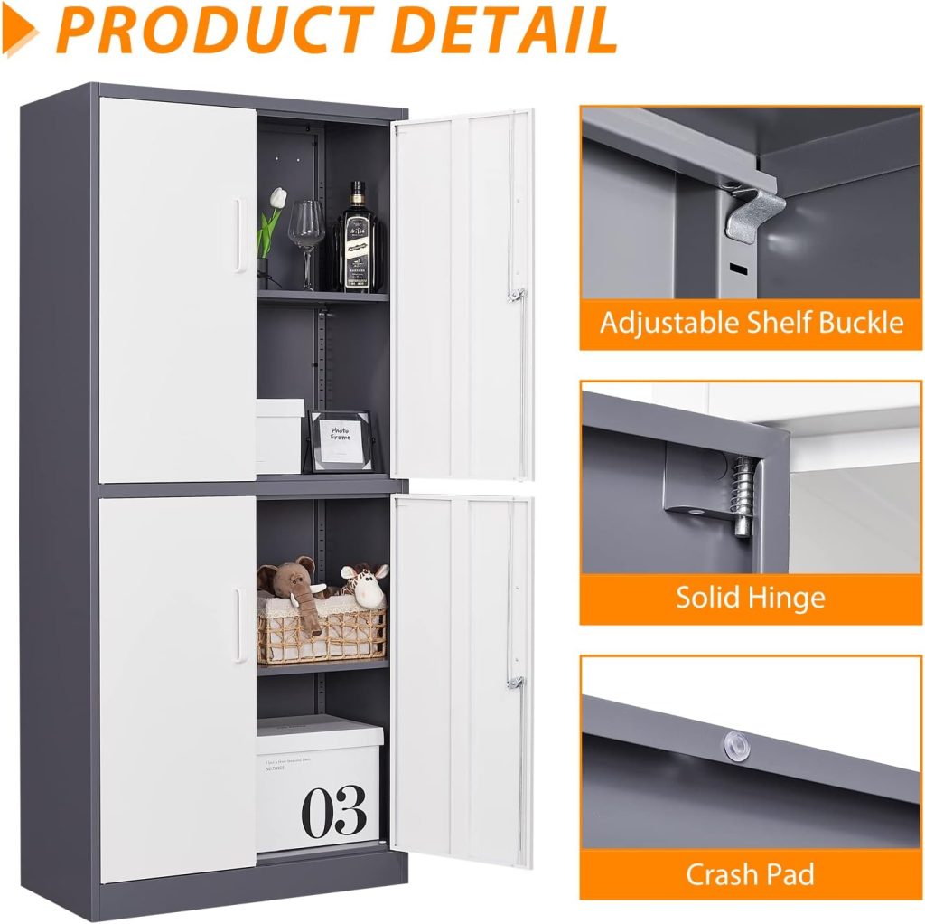 Metal Garage Storage Cabinet, 71 Locking Storage Cabinet with 2 Doors and 4 Adjustable Shelves, Lockable Metal Cabinet for Office,Home,Garage,Gym,School(Blue) Metal Garage Storage Cabinet, 71 Locking Storage Cabinet with 2 Doors and 4 Adjustable Shelves, Lockable Metal Cabinet for Office,Home,Garage,Gym,School(Blue)