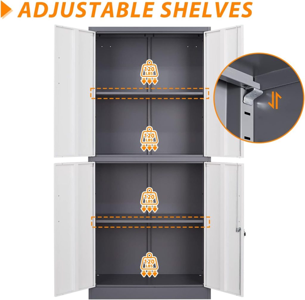 Metal Garage Storage Cabinet, 71 Locking Storage Cabinet with 2 Doors and 4 Adjustable Shelves, Lockable Metal Cabinet for Office,Home,Garage,Gym,School(Blue) Metal Garage Storage Cabinet, 71 Locking Storage Cabinet with 2 Doors and 4 Adjustable Shelves, Lockable Metal Cabinet for Office,Home,Garage,Gym,School(Blue)