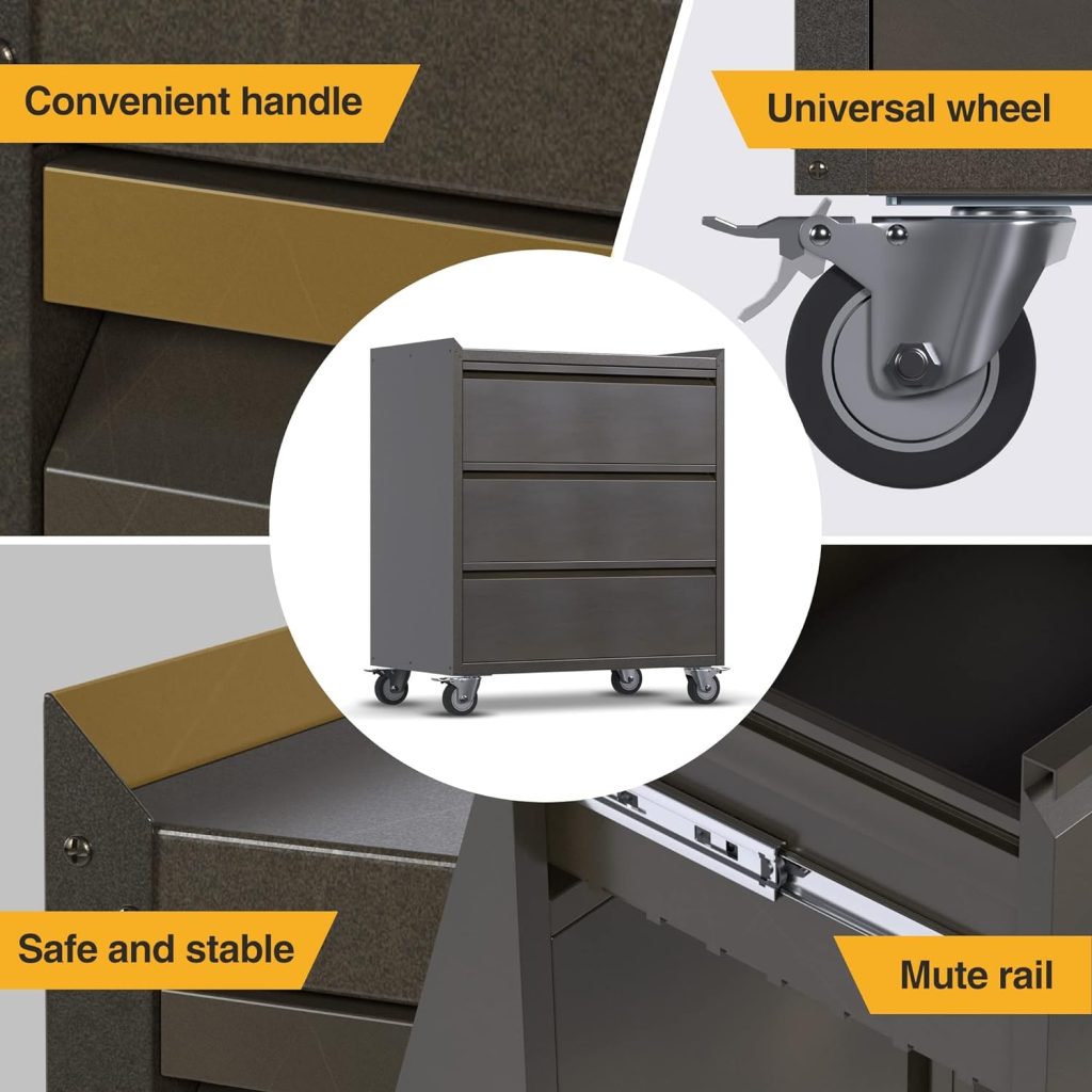 Reemoon Metal Garage Storage Cabinet with Wheels, Rolling Tool Chests  Cabinets with Locking Doors and Shelves, 1 Drawer, Black  Gray Reemoon Metal Garage Storage Cabinet with Wheels, Rolling Tool Chests  Cabinets with Locking Doors and Shelves, 1 Drawer, Black  Gray