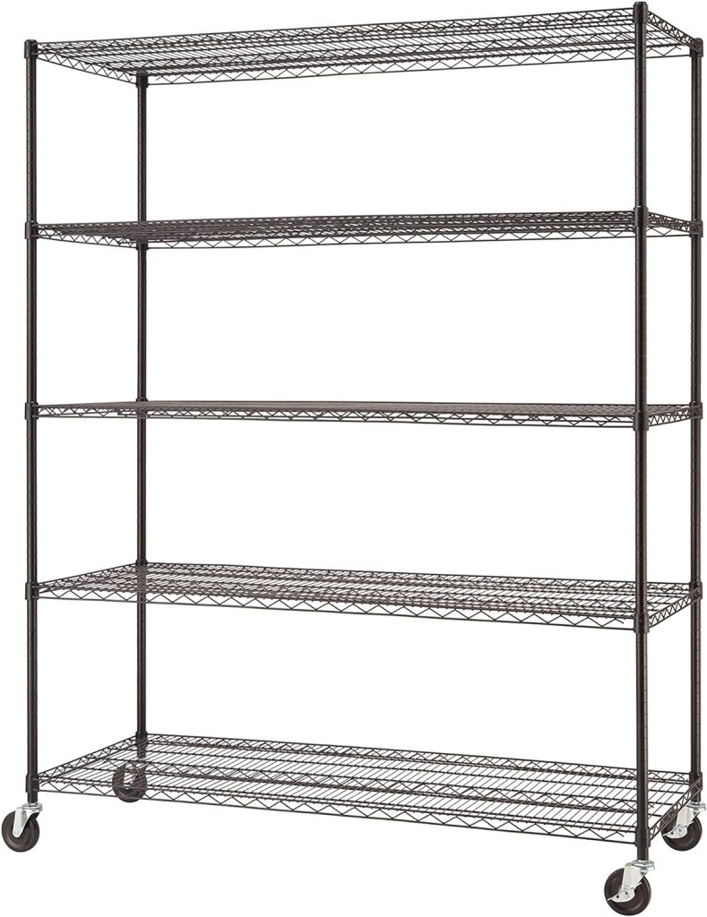 TRINITY Basics 4-Tier Adjustable Wire Shelving with Wheels for Kitchen Organization, Garage Storage, Laundry Room, NSF Certified, 600 to 1800 Pound Capacity, 60” by 24” by 54”, EcoStorage Chrome TRINITY Basics 4-Tier Adjustable Wire Shelving with Wheels for Kitchen Organization, Garage Storage, Laundry Room, NSF Certified, 600 to 1800 Pound Capacity, 60” by 24” by 54”, EcoStorage Chrome