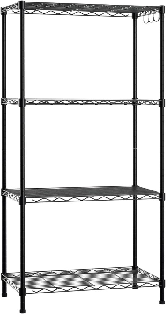 WORKPRO Storage Shelves, 4 Tier Metal Shelving Unit, Garage Wire Rack, Standing Adjustable Shelves with Hooks for Pantry Closet Kitchen Basement 24 W x 14 D x 48 H, 600 lbs Total Capacity WORKPRO Storage Shelves, 4 Tier Metal Shelving Unit, Garage Wire Rack, Standing Adjustable Shelves with Hooks for Pantry Closet Kitchen Basement 24 W x 14 D x 48 H, 600 lbs Total Capacity