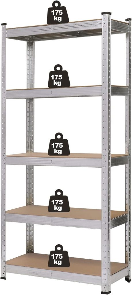 5-Tier Adjustable Heavy Duty Garage Shelving for Warehouse Pantry Closet Kitchen,Garage Storage,35.4 W x 15.7 D x 70.8 H (Silver, Large) 5-Tier Adjustable Heavy Duty Garage Shelving for Warehouse Pantry Closet Kitchen,Garage Storage,35.4 W x 15.7 D x 70.8 H (Silver, Large)