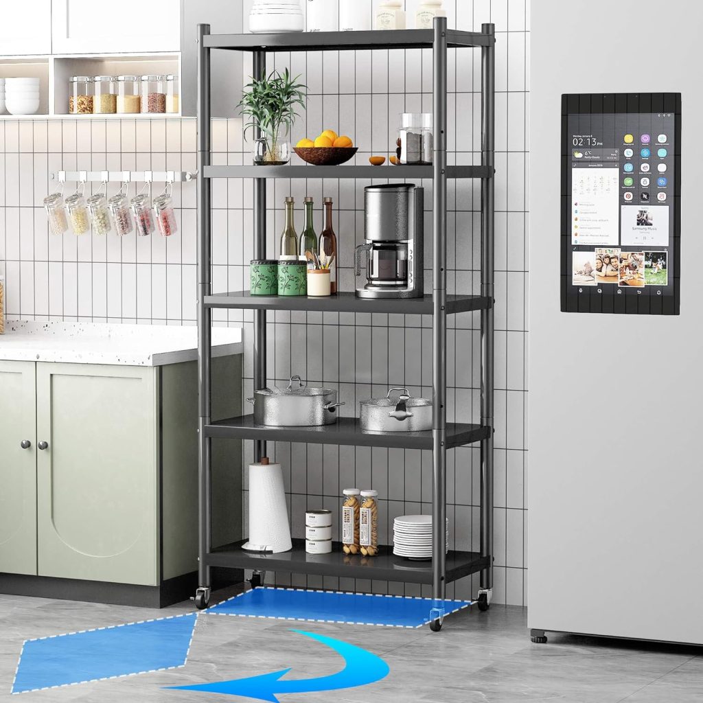 5 Tier Lightweight Metal Storage Shelves, Kitchen Storage Shelves Garage Shelving Unit, Large Capacity Storage Rack, Utility Shelf for Pantry Office Laundry (32 Lx16“ Wx63” H) 5 Tier Lightweight Metal Storage Shelves, Kitchen Storage Shelves Garage Shelving Unit, Large Capacity Storage Rack, Utility Shelf for Pantry Office Laundry (32 Lx16“ Wx63” H)