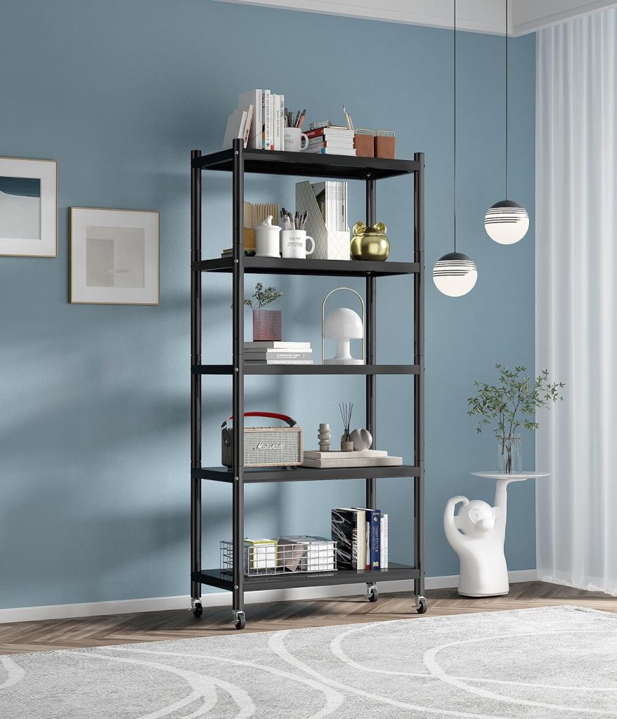 5 Tier Lightweight Metal Storage Shelves, Kitchen Storage Shelves Garage Shelving Unit, Large Capacity Storage Rack, Utility Shelf for Pantry Office Laundry (32 Lx16“ Wx63” H) 5 Tier Lightweight Metal Storage Shelves, Kitchen Storage Shelves Garage Shelving Unit, Large Capacity Storage Rack, Utility Shelf for Pantry Office Laundry (32 Lx16“ Wx63” H)