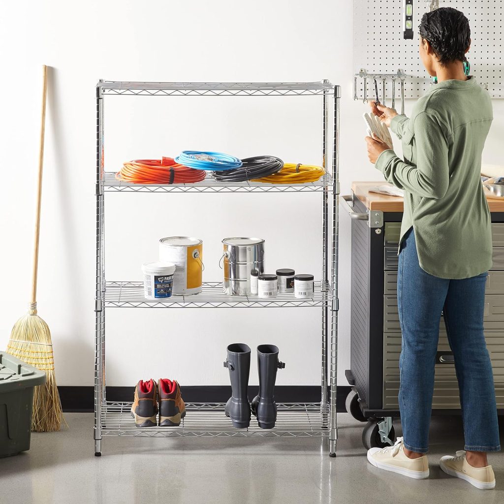 Amazon Basics 5-Shelf Adjustable, Heavy Duty Storage Shelving Unit (350 lbs loading capacity per shelf), Steel Organizer Wire Rack, Black, 36 L x 14 W x 72 H Amazon Basics 5-Shelf Adjustable, Heavy Duty Storage Shelving Unit (350 lbs loading capacity per shelf), Steel Organizer Wire Rack, Black, 36 L x 14 W x 72 H