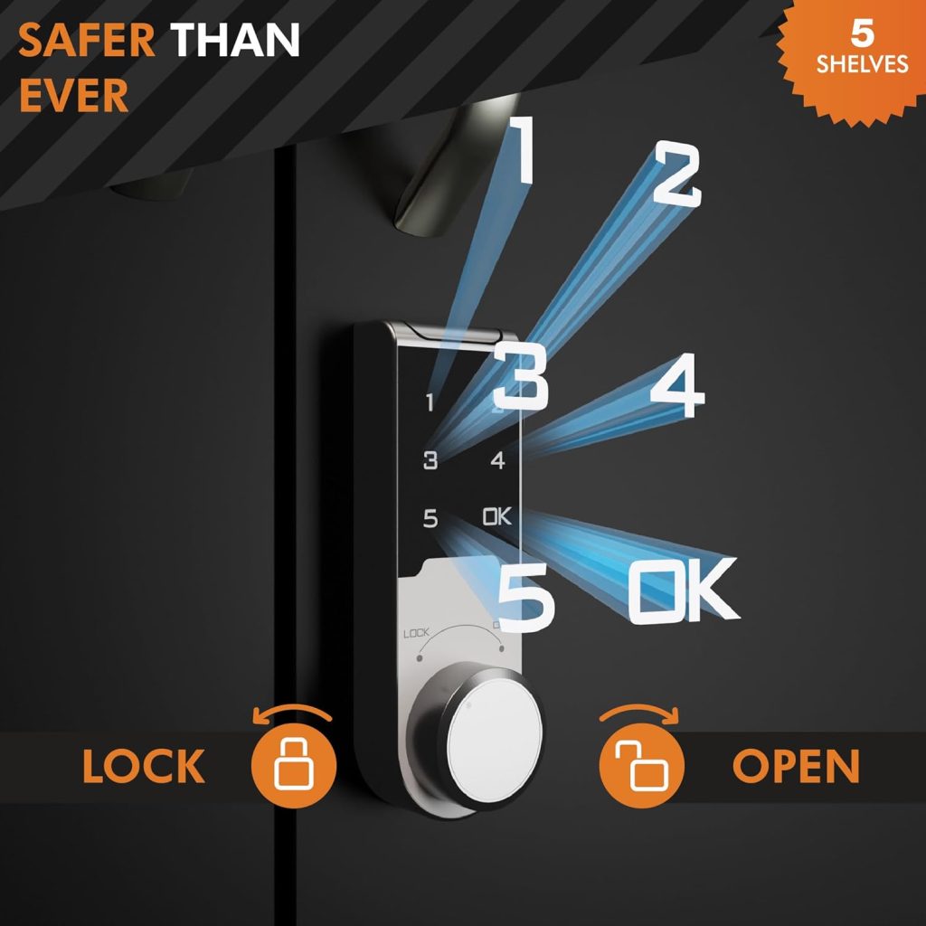 Metal Storage Cabinet with Digital Lock | Garage Storage Cabinet with Doors and 5 Adjustable Shelves | Pegboard | 71 Lockable Tool Cabinet | Heavy-Duty Utility Metal Cabinets (Black) Metal Storage Cabinet with Digital Lock | Garage Storage Cabinet with Doors and 5 Adjustable Shelves | Pegboard | 71 Lockable Tool Cabinet | Heavy-Duty Utility Metal Cabinets (Black)