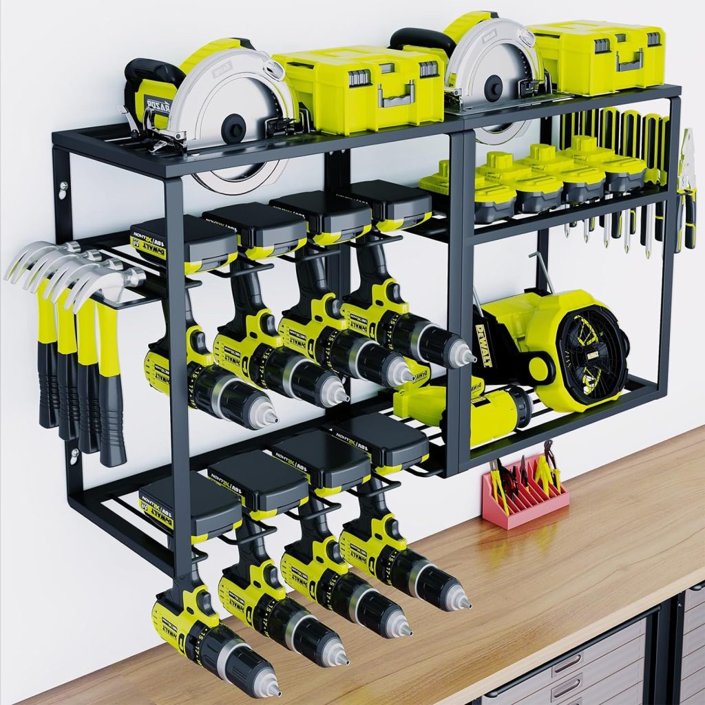 Power Tool Organizer,8 Drill Holder Wall Mount,6 Layer Heavy Duty Metal Tool Storage Rack,Large Utility Tool Shelf for Cordless Drill, Garage Wall Organizer for Lifetime Use Power Tool Organizer,8 Drill Holder Wall Mount,6 Layer Heavy Duty Metal Tool Storage Rack,Large Utility Tool Shelf for Cordless Drill, Garage Wall Organizer for Lifetime Use