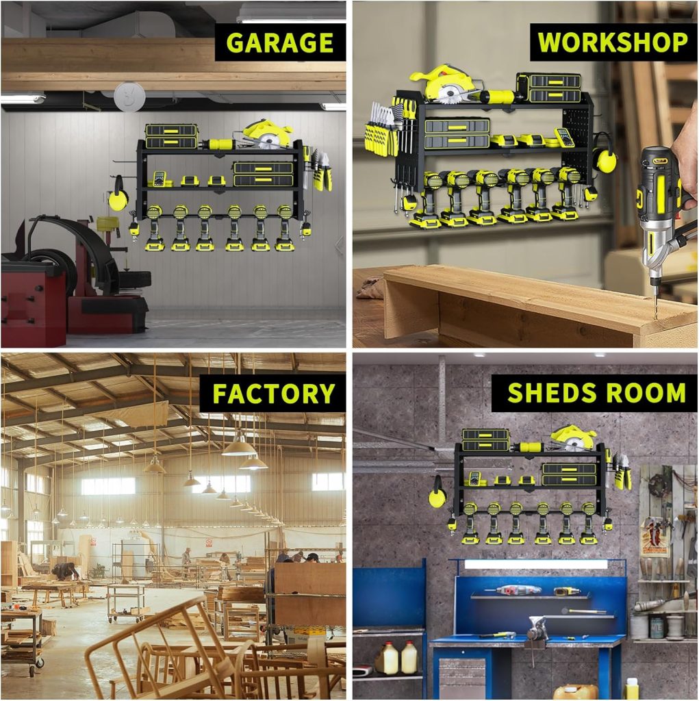 Power Tool Organizer,8 Drill Holder Wall Mount,6 Layer Heavy Duty Metal Tool Storage Rack,Large Utility Tool Shelf for Cordless Drill, Garage Wall Organizer for Lifetime Use Power Tool Organizer,8 Drill Holder Wall Mount,6 Layer Heavy Duty Metal Tool Storage Rack,Large Utility Tool Shelf for Cordless Drill, Garage Wall Organizer for Lifetime Use
