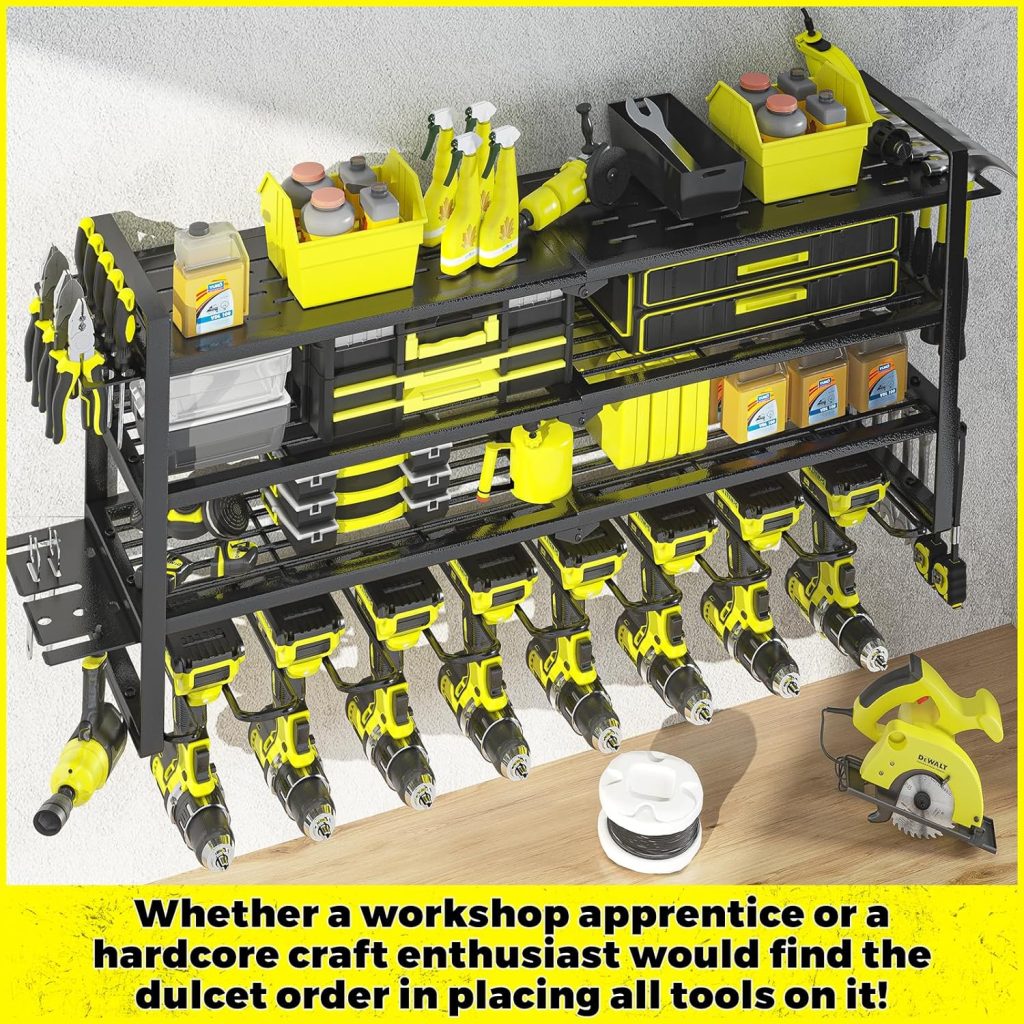Power Tool Organizer,8 Drill Holder Wall Mount,6 Layer Heavy Duty Metal Tool Storage Rack,Large Utility Tool Shelf for Cordless Drill, Garage Wall Organizer for Lifetime Use Power Tool Organizer,8 Drill Holder Wall Mount,6 Layer Heavy Duty Metal Tool Storage Rack,Large Utility Tool Shelf for Cordless Drill, Garage Wall Organizer for Lifetime Use