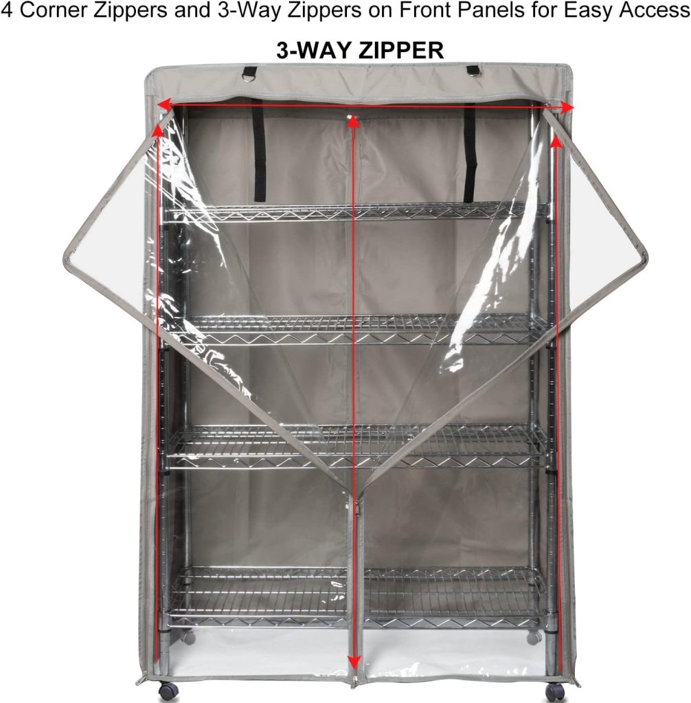 Storage Shelf Cover Wire Rack Shelving Dust Protective, Fits Racks 36Wx14Dx54H One Side See Through Panel (Cover only) Storage Shelf Cover Wire Rack Shelving Dust Protective, Fits Racks 36Wx14Dx54H One Side See Through Panel (Cover only)