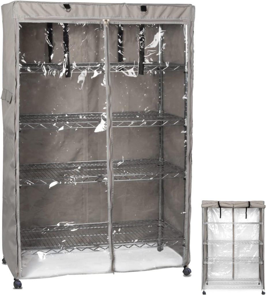 Storage Shelf Cover Wire Rack Shelving Dust Protective, Fits Racks 36Wx14Dx54H One Side See Through Panel (Cover only) Storage Shelf Cover Wire Rack Shelving Dust Protective, Fits Racks 36Wx14Dx54H One Side See Through Panel (Cover only)