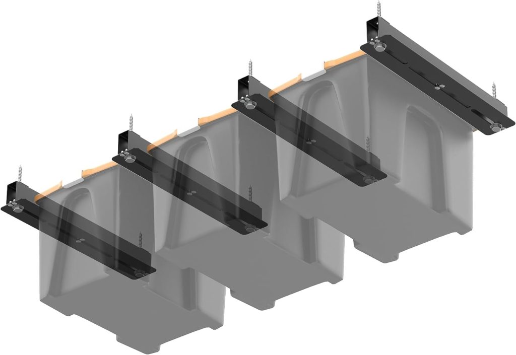 Ultrawall Ceiling Storage Racks for Bins, Overhead Garage Storage Rack for Totes with Adjustable Width, Heavy Duty Ceiling Container Bin Rack Ultrawall Ceiling Storage Racks for Bins, Overhead Garage Storage Rack for Totes with Adjustable Width, Heavy Duty Ceiling Container Bin Rack