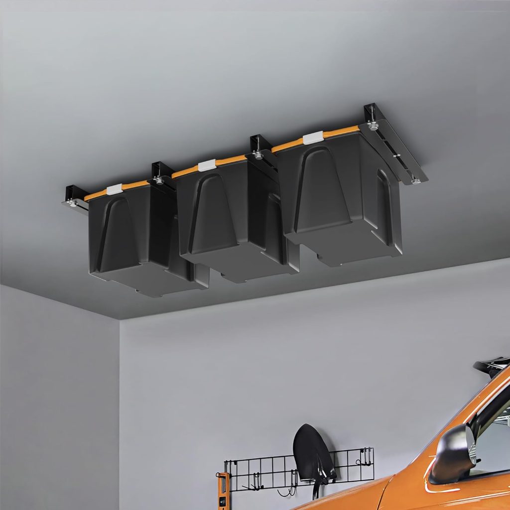 Ultrawall Ceiling Storage Racks for Bins, Overhead Garage Storage Rack for Totes with Adjustable Width, Heavy Duty Ceiling Container Bin Rack Ultrawall Ceiling Storage Racks for Bins, Overhead Garage Storage Rack for Totes with Adjustable Width, Heavy Duty Ceiling Container Bin Rack