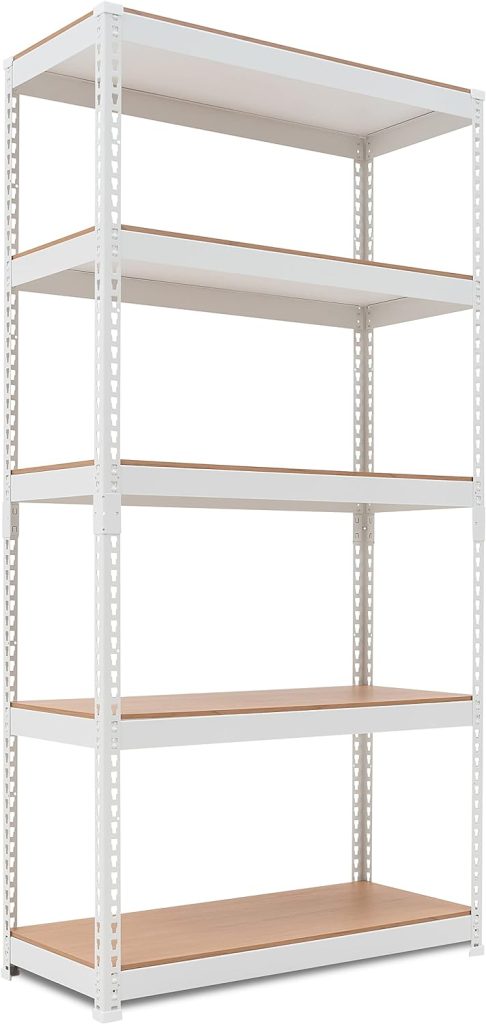 HOMEDANT 5 Tier Storage Shelves Adjustable Laminated Garage Metal Shelving Unit Heavy Duty Utility Rack Shelf Warehouse Pantry Closet Kitchen 35.9 W x 16.2 D x 71.3 H White 1Pack