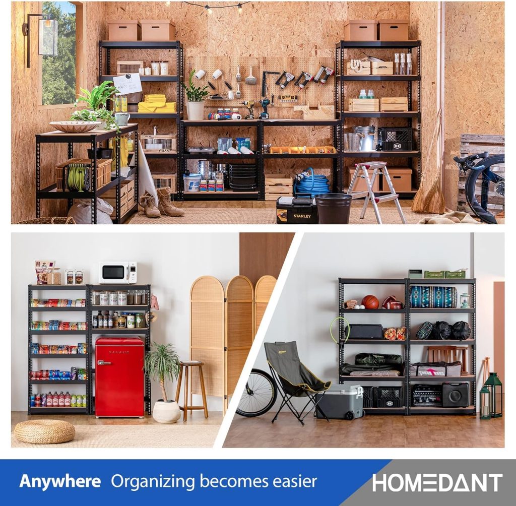 HOMEDANT 5 Tier Storage Shelves Adjustable Laminated Garage Metal Shelving Unit Heavy Duty Utility Rack Shelf Warehouse Pantry Closet Kitchen 35.9 W x 16.2 D x 71.3 H White 1Pack