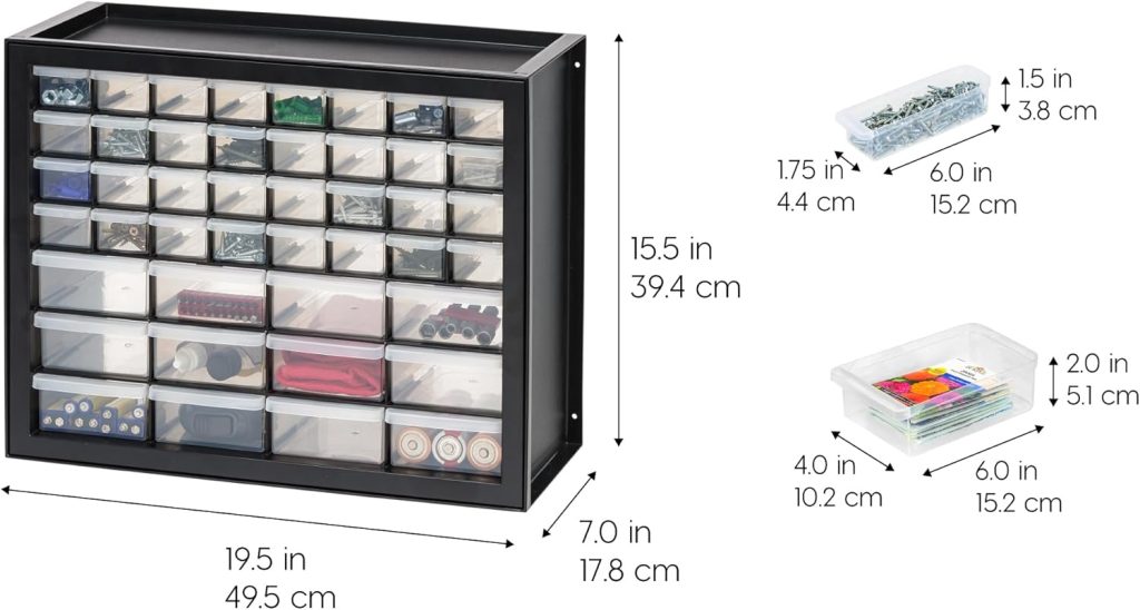 IRIS USA Screw Organizer, Hardware Storage Organizer, 44 Drawer Parts Cabinet, Plastic Drawer Storage for Hardware Crafts, Small Parts, Nuts and Bolts, Tool Storage, Scrapbook Art Hobby - Black IRIS USA Screw Organizer, Hardware Storage Organizer, 44 Drawer Parts Cabinet, Plastic Drawer Storage for Hardware Crafts, Small Parts, Nuts and Bolts, Tool Storage, Scrapbook Art Hobby - Black
