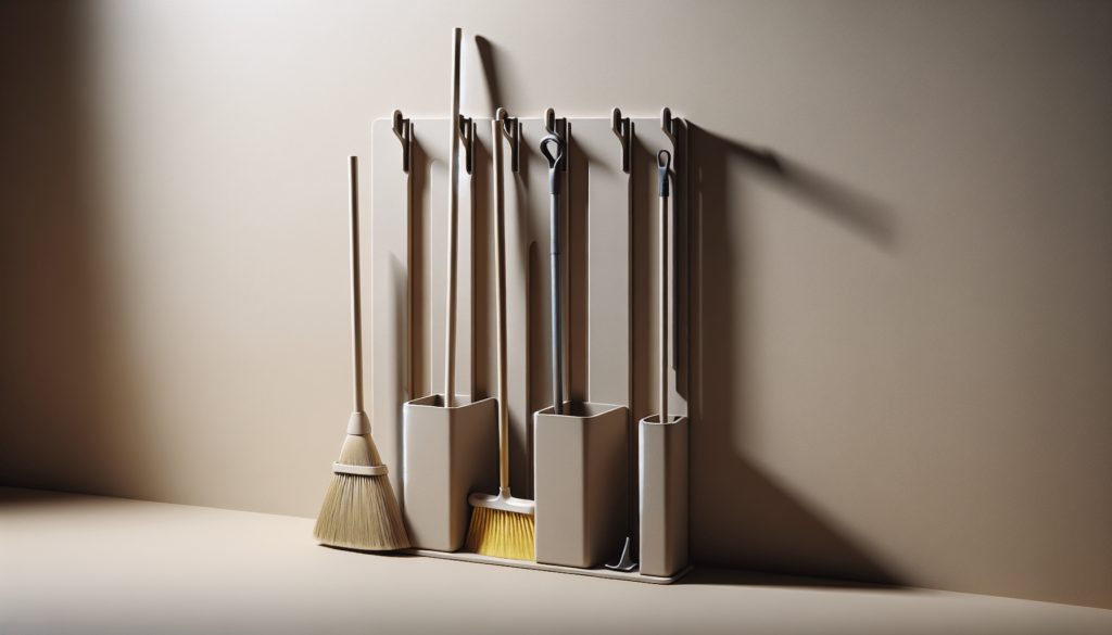 Broom Holder Mop Hanger Wall Mount Metal Organization Garage Storage System Garden Kitchen Tool Organizer (4 Racks with 5 Hooks, Black)