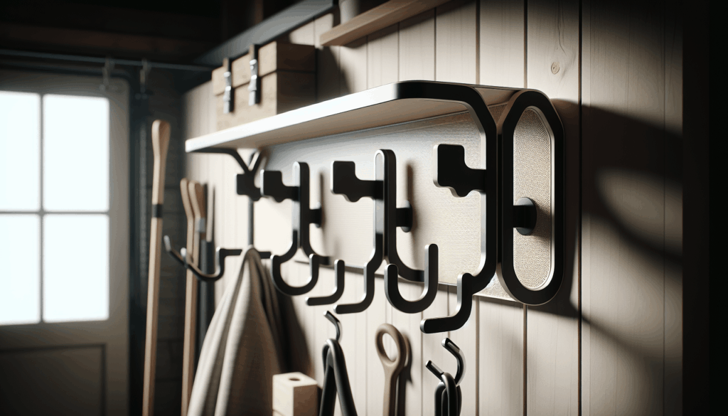 Garage Storage Rack Hooks, 48 Inch Heavy Duty Wall Mount Garage Organization with 3 Rails and 6 Adjustable Double Wall Hooks,Hanging Shelves for Garden Tool/Broom/Mop(Black)