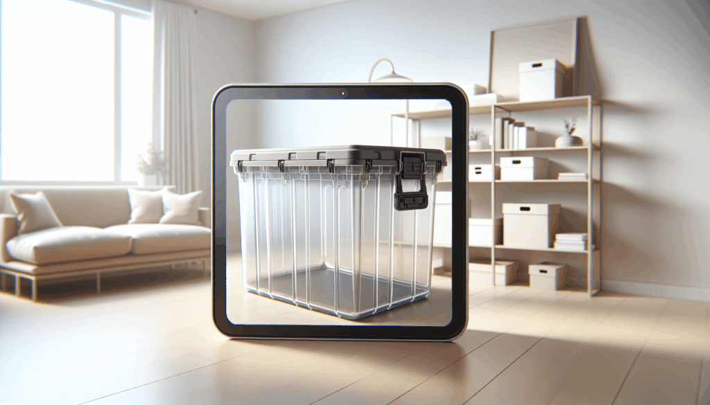 HOMZ 4-Pack Latching Lid, Large Clear Plastic Storage Bins with Lids, 31 Quart, Blue Latch - Stackable Container Boxes for Home, Bathroom, and Office Organization